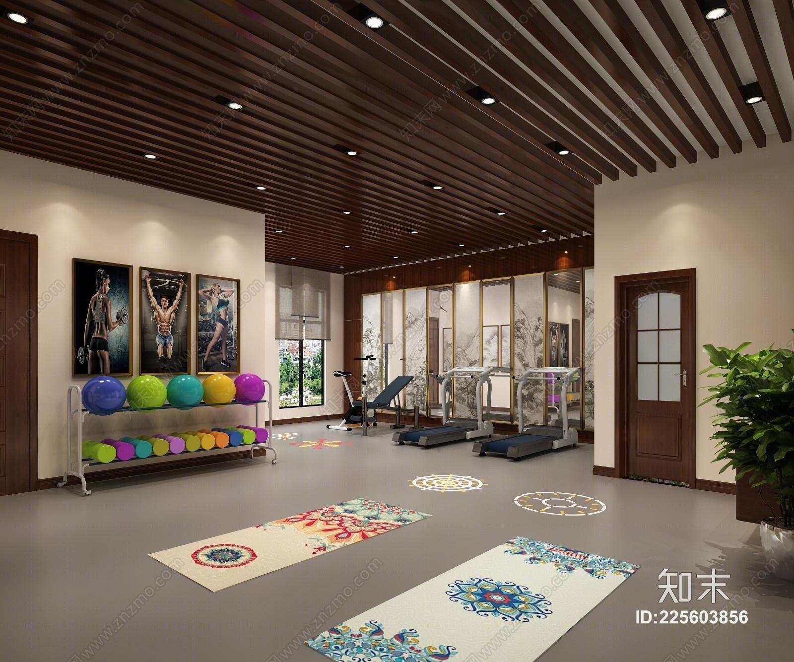 新中式健身房3d模型下载