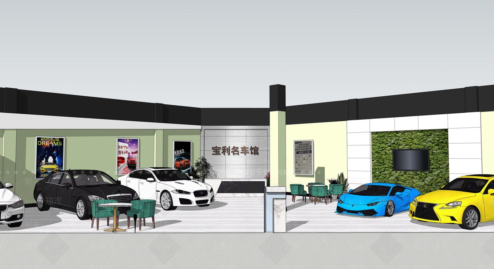 现代4S店汽车展厅SU模型下载【ID:232933511】