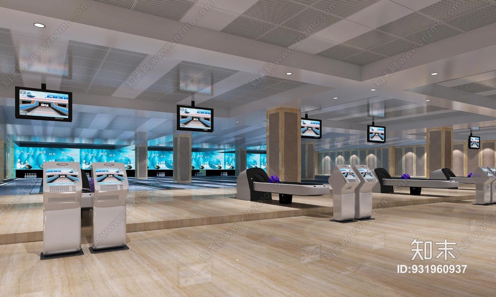 现代保龄球馆3D模型下载【ID:931960937】