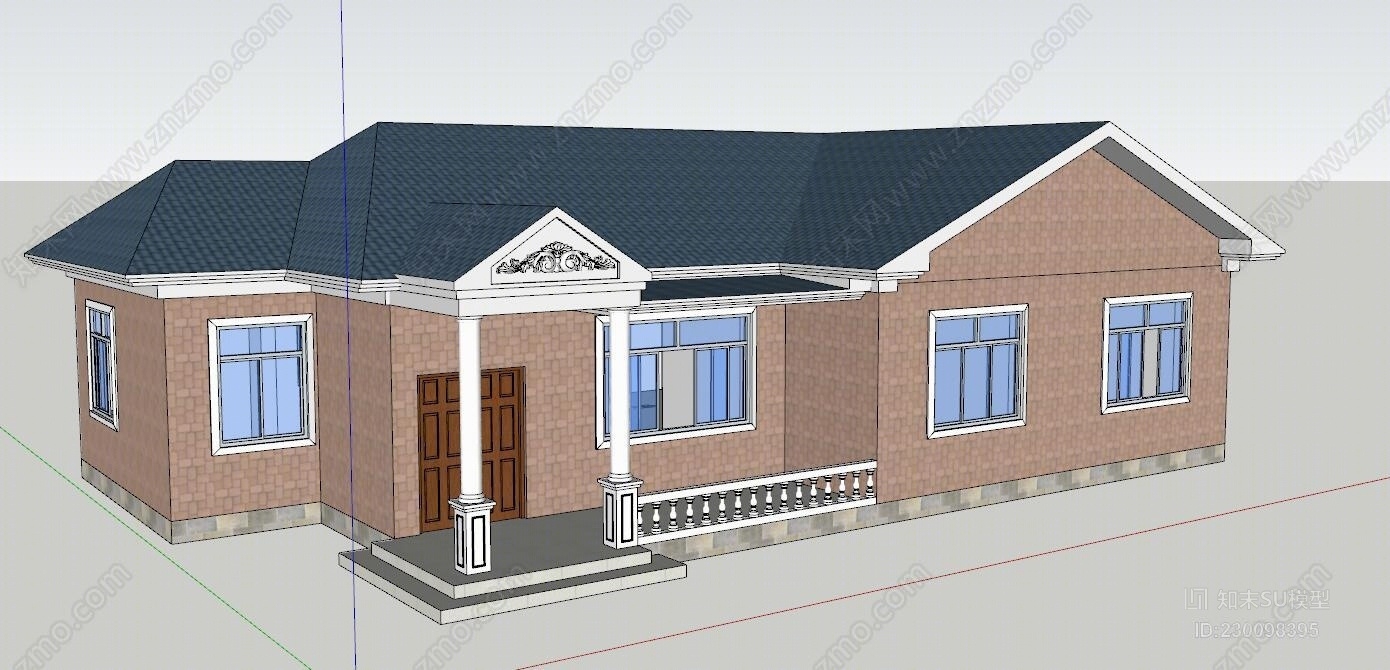 欧式一层自建房农村小别墅帐篷SU模型下载【ID:230098395】