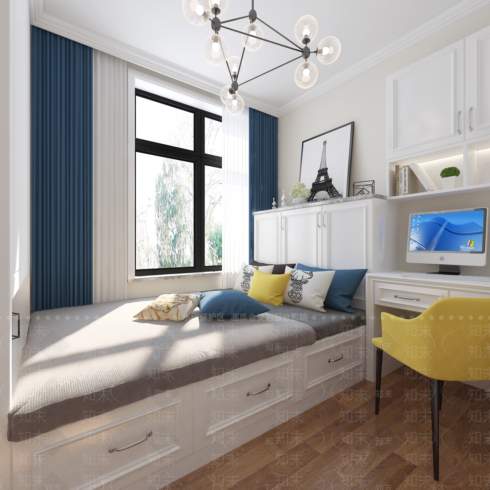 现代榻榻米次卧室3D模型下载【ID:434203768】