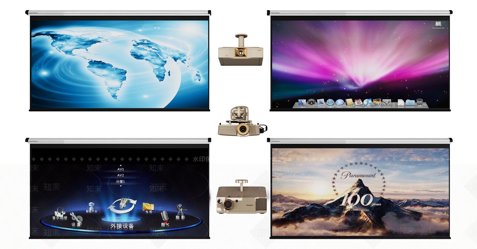 投影仪幕布组合模型3D模型下载【ID:433072452】