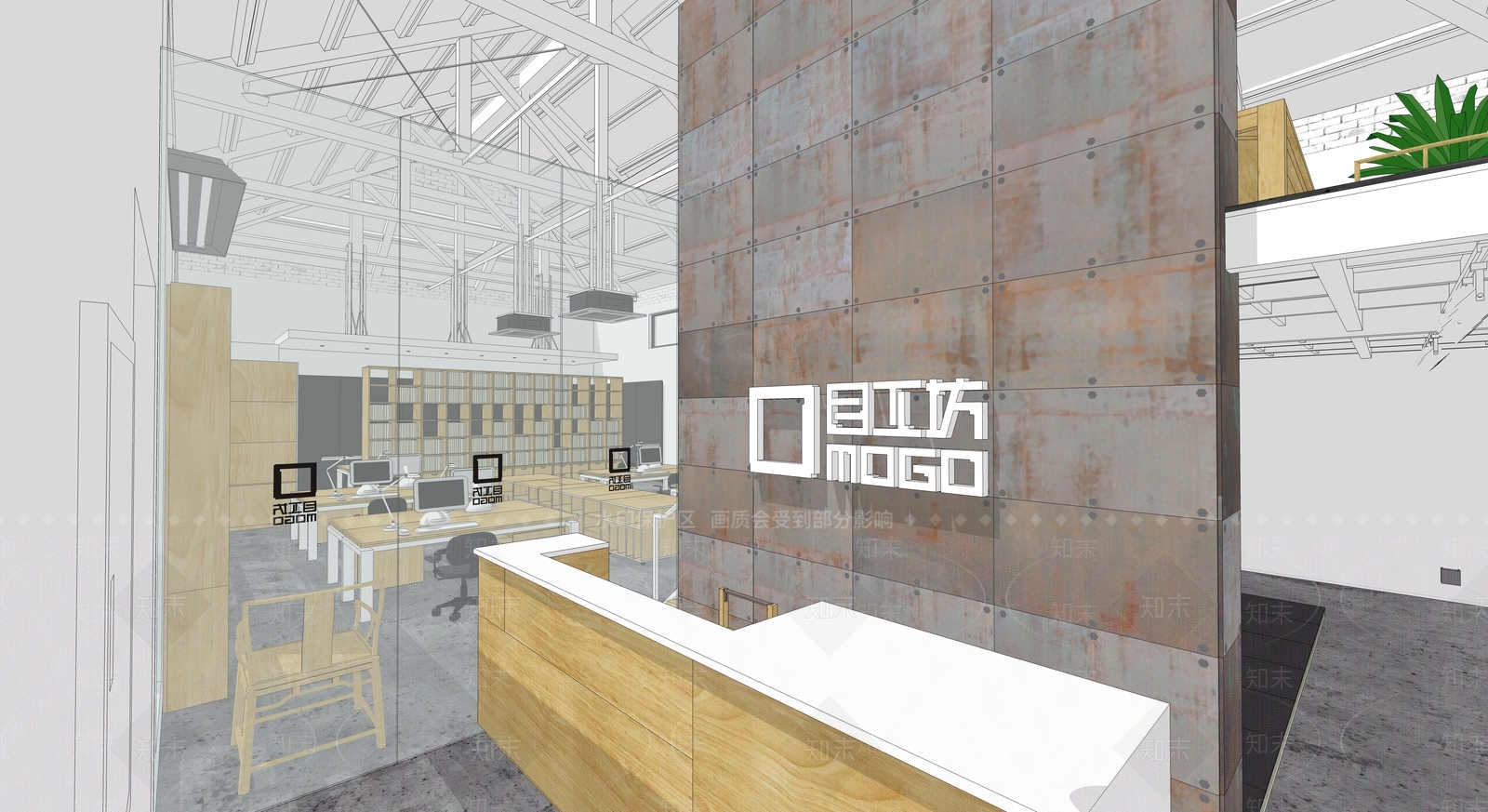 loft办公室SU模型下载【ID:332227230】