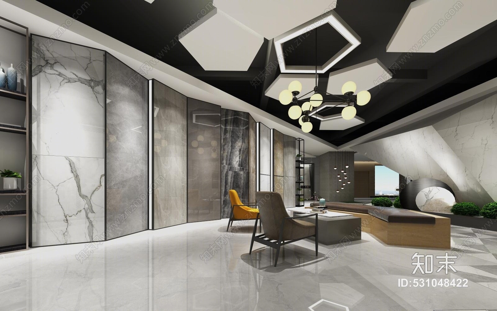 现代陶瓷展厅3D模型下载【ID:531048422】