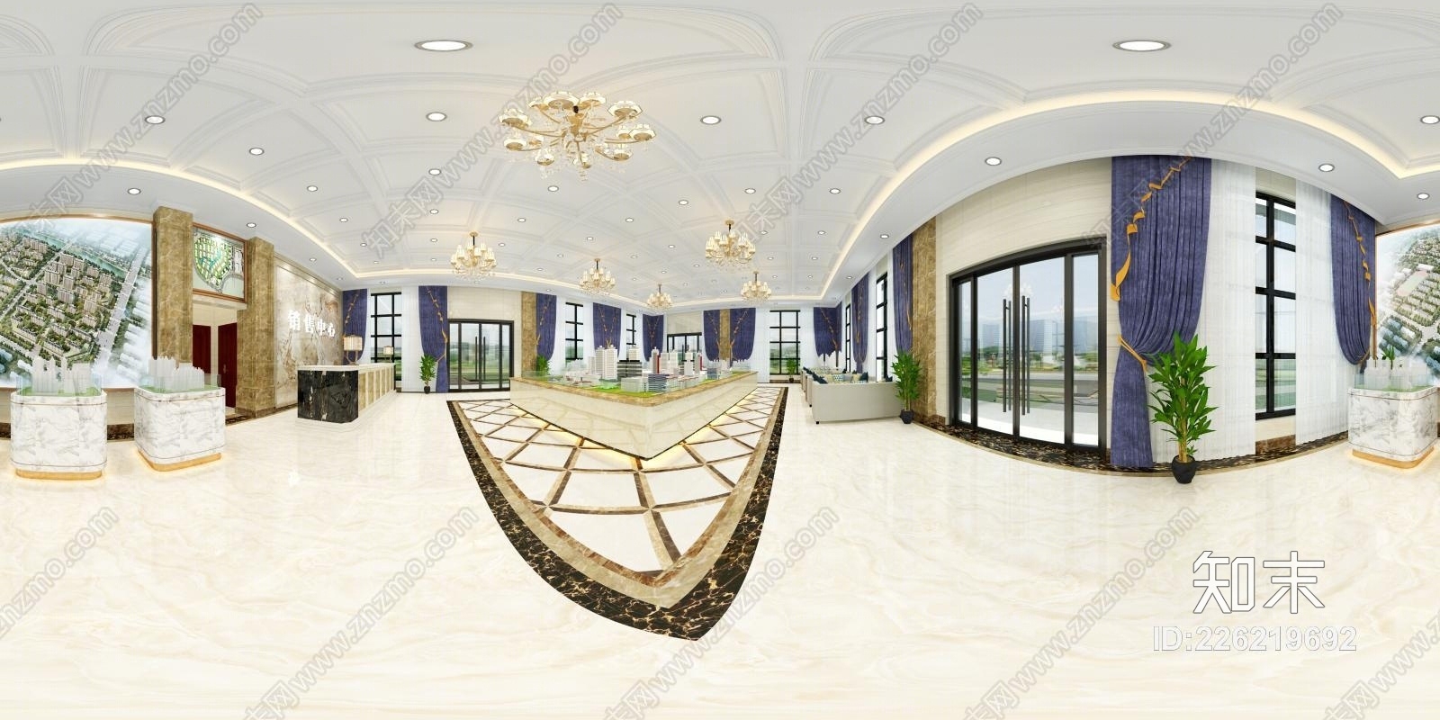 简欧室内售楼部模型3D模型下载【ID:226219692】
