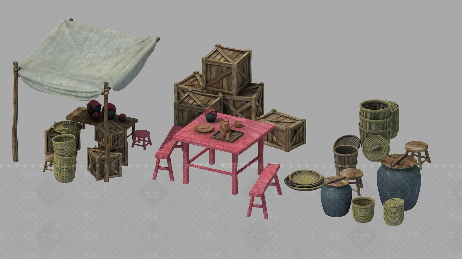 中式酒坛3D模型下载【ID:233481825】