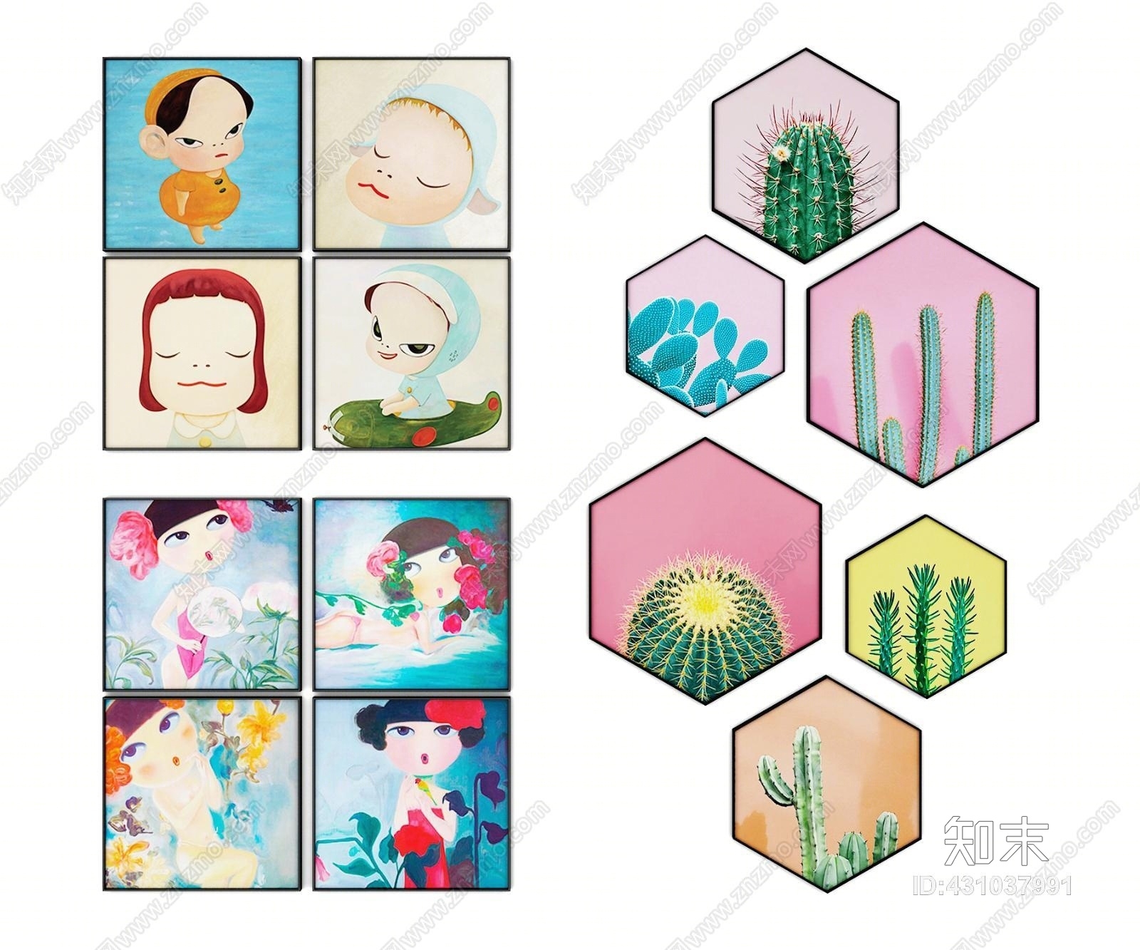 北欧儿童房卧室床头小清新卡通人物3D模型下载【ID:431037991】