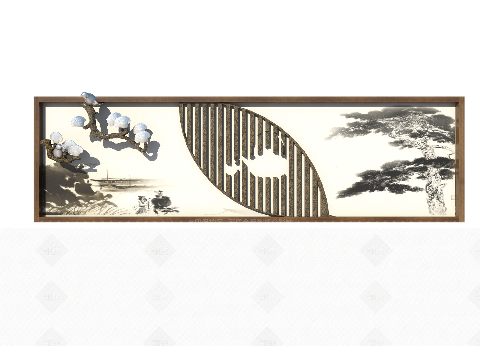 飞鸟归林立体画SU模型下载【ID:932543083】