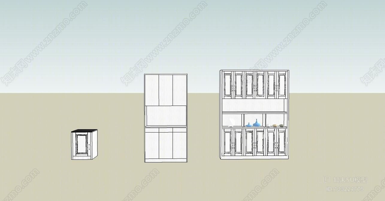 现代展示柜SU模型下载【ID:133224779】