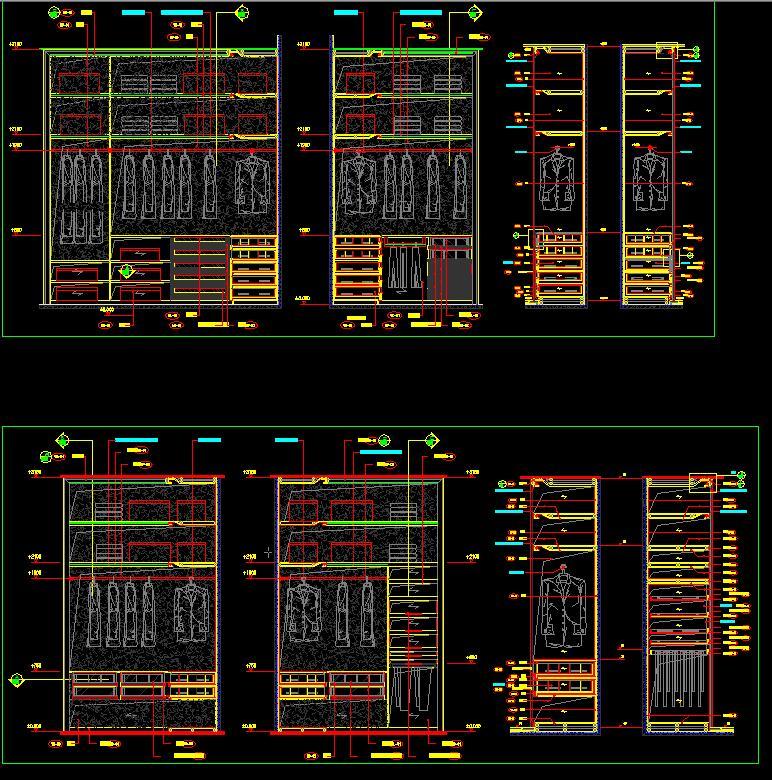 衣帽柜衣柜鞋柜衣帽间CAD节点大样施工图下载【ID:331779608】