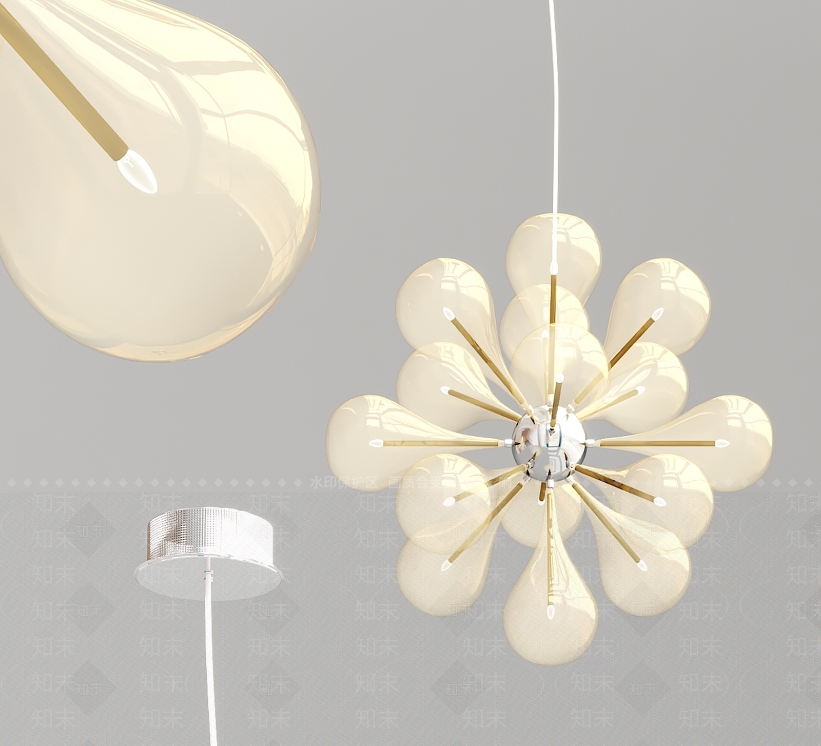 现代玻璃气球吊灯3D模型下载【ID:535260867】
