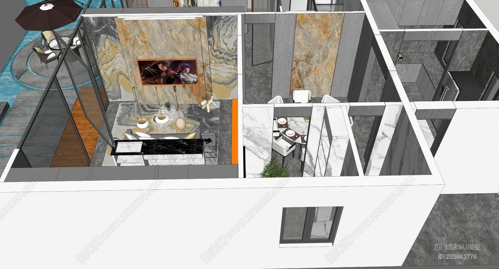 单身公寓SU模型下载【ID:225841776】