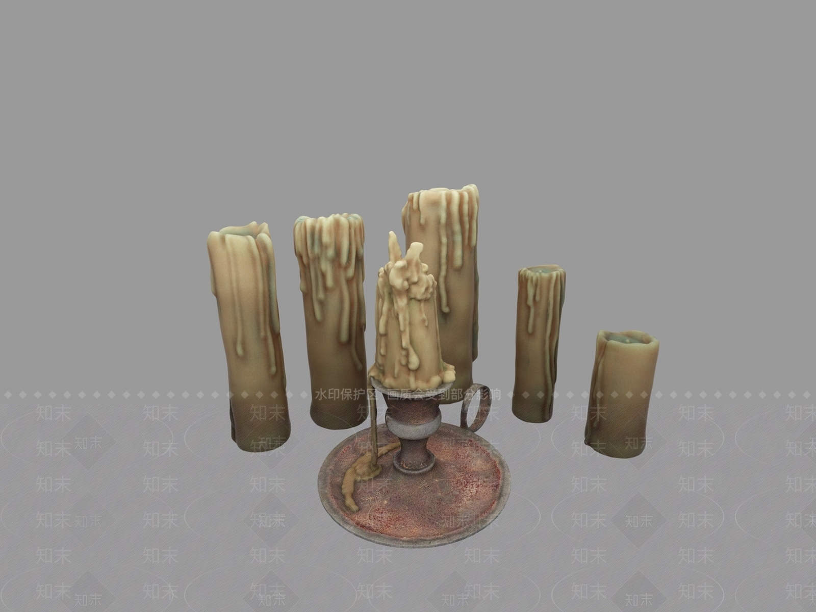 欧式古典旧蜡烛3D模型下载【ID:634115396】