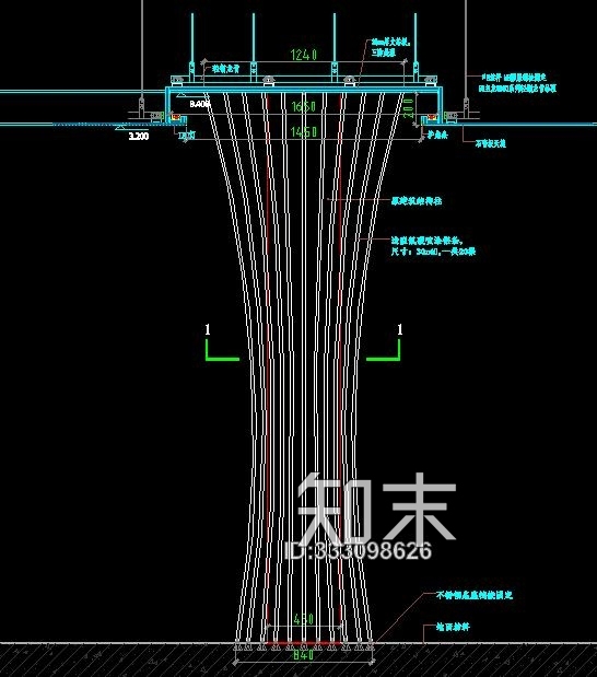 弧形铝条包柱节点图施工图下载【ID:333098626】