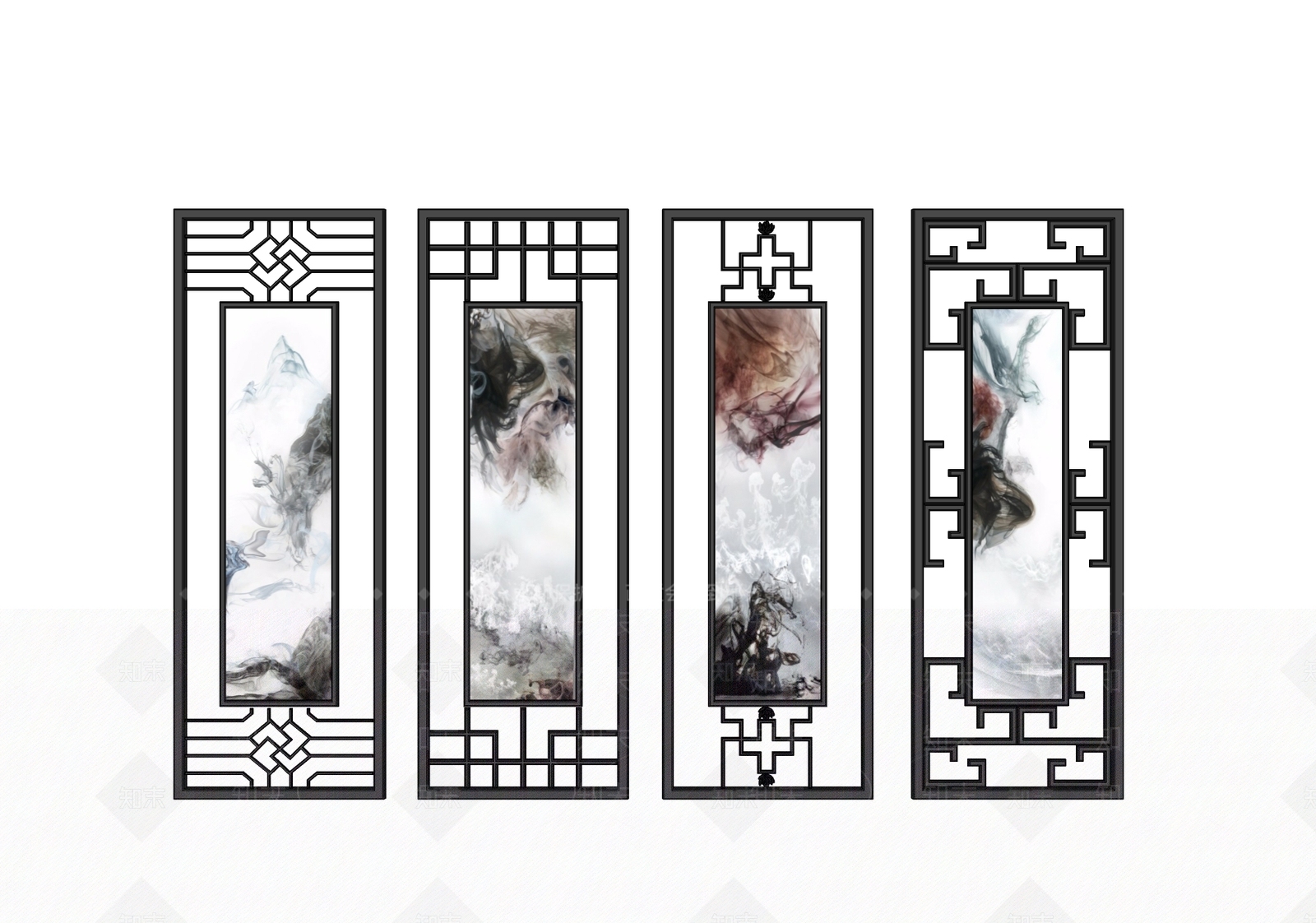 中式隔断窗格SU模型下载【ID:934972059】