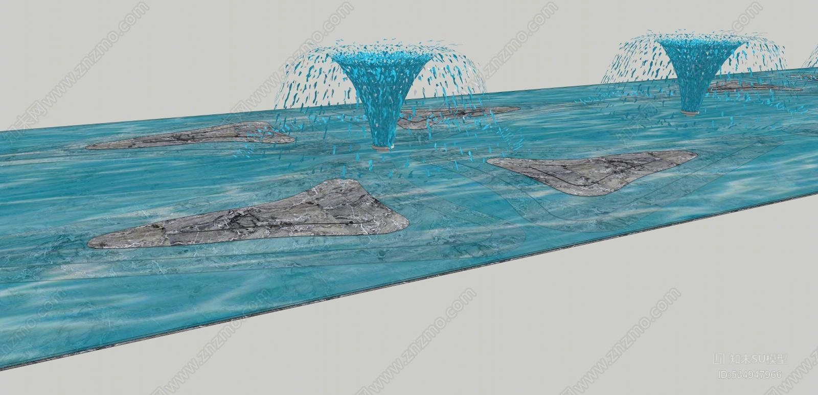 現代水景噴泉su模型【id:534947966】_知末su模型網