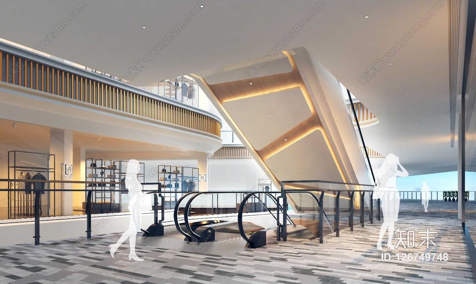 现代扶手电梯空间设计3D模型下载【ID:126749748】