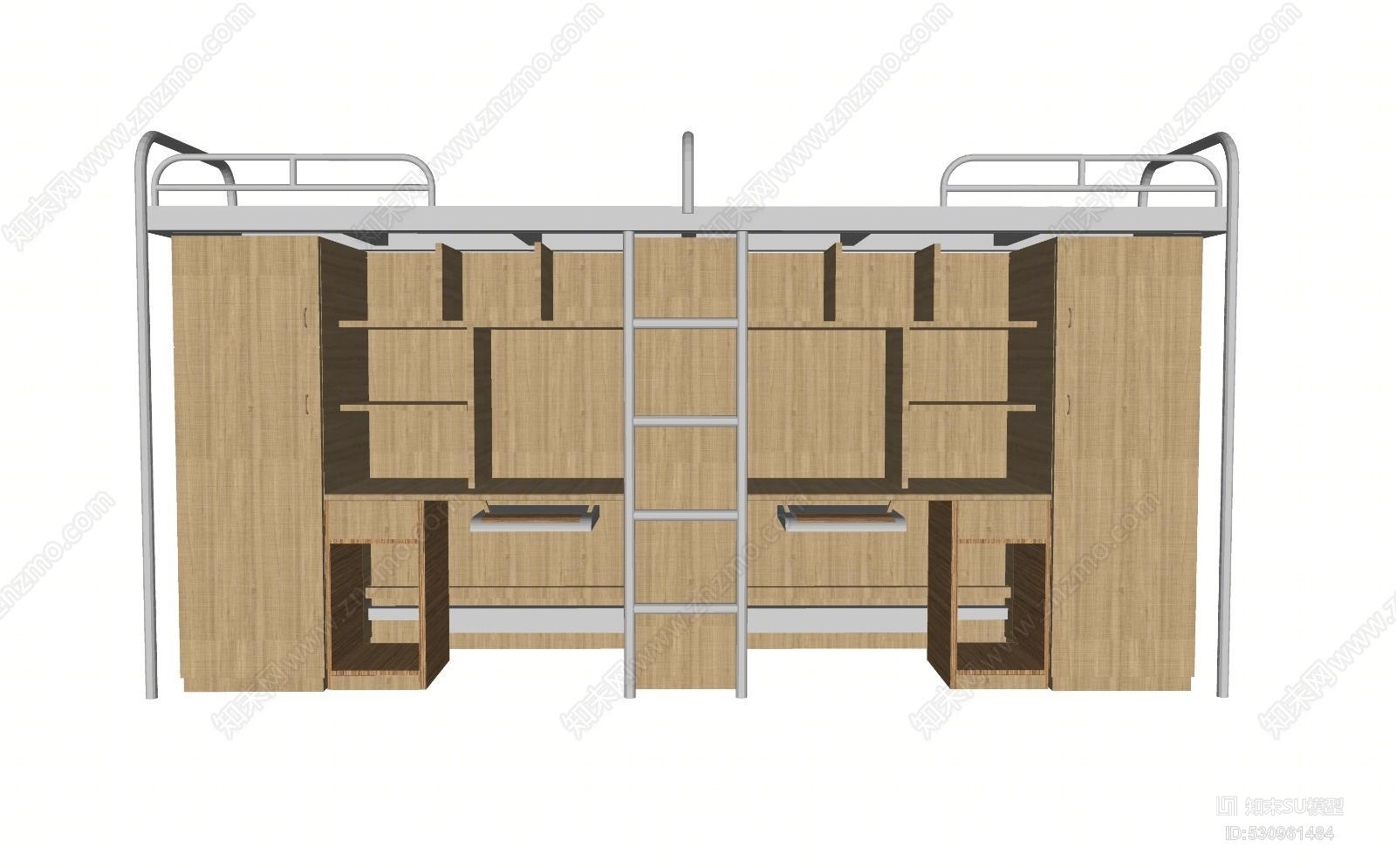 现代宿舍床SU模型下载【ID:530961484】