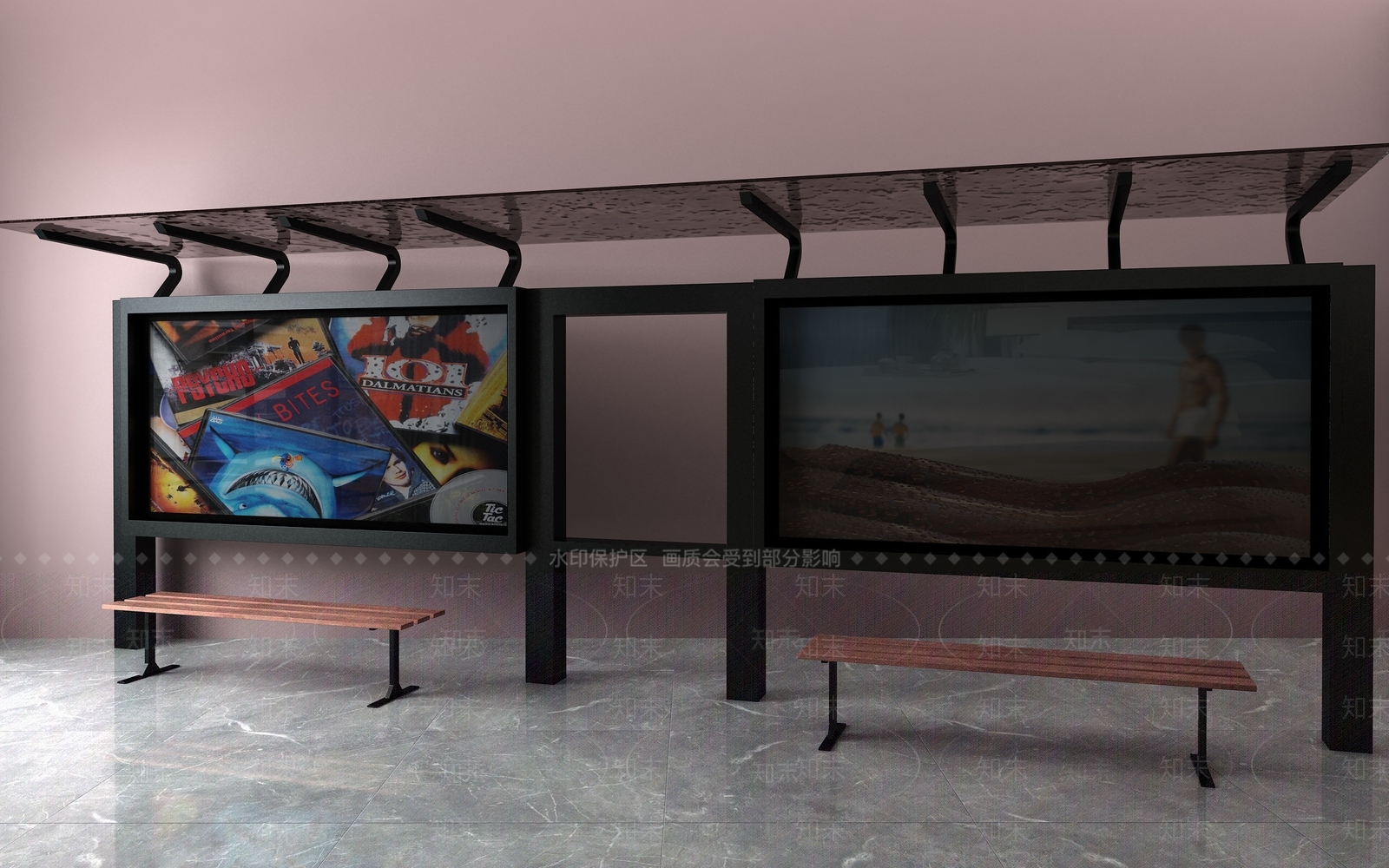 现代公交车站3D模型下载【ID:633610968】