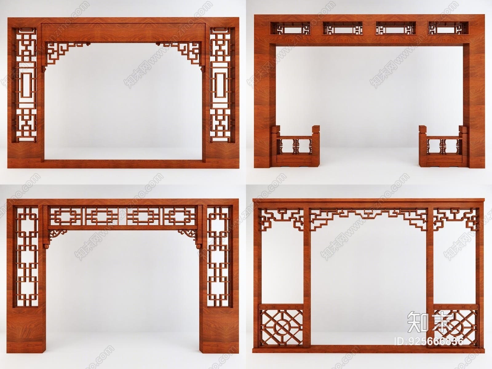 中式玄关门洞组合3D模型下载【ID:925666836】