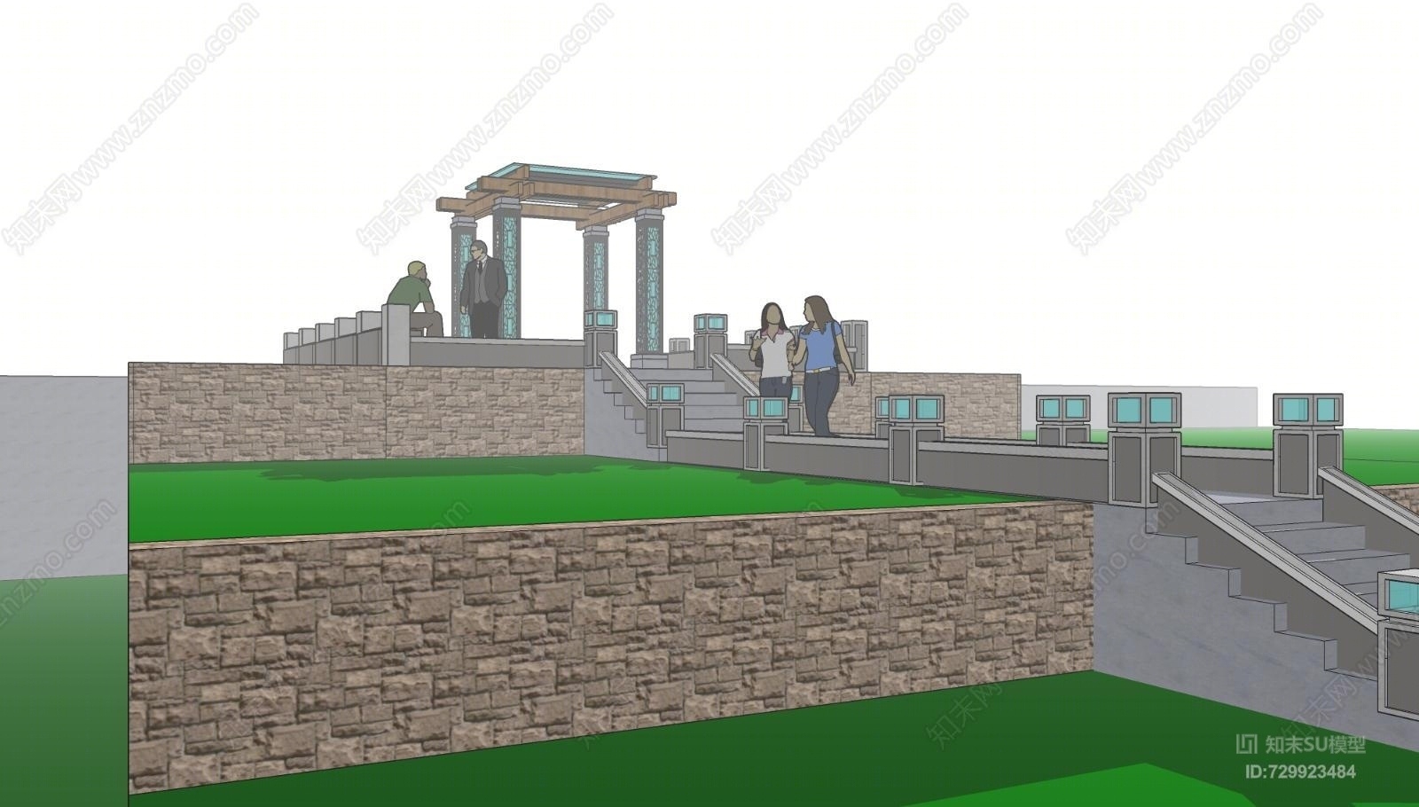 现代景观小建筑SU模型草图