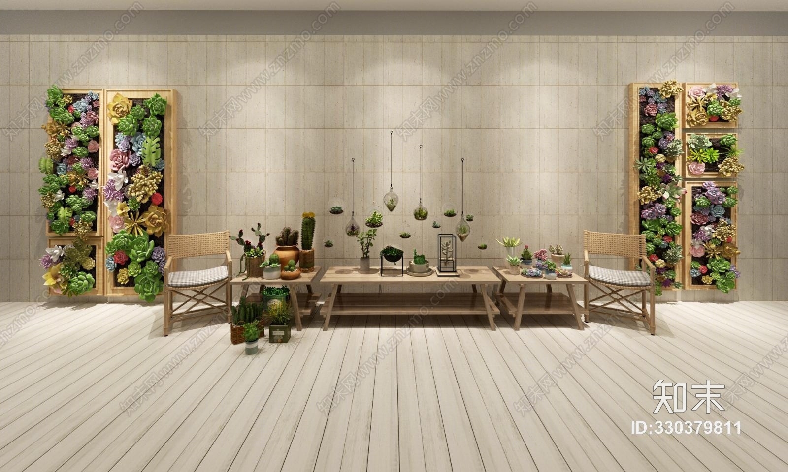 现代一组多肉植物大集合3D模型下载【ID:330379811】