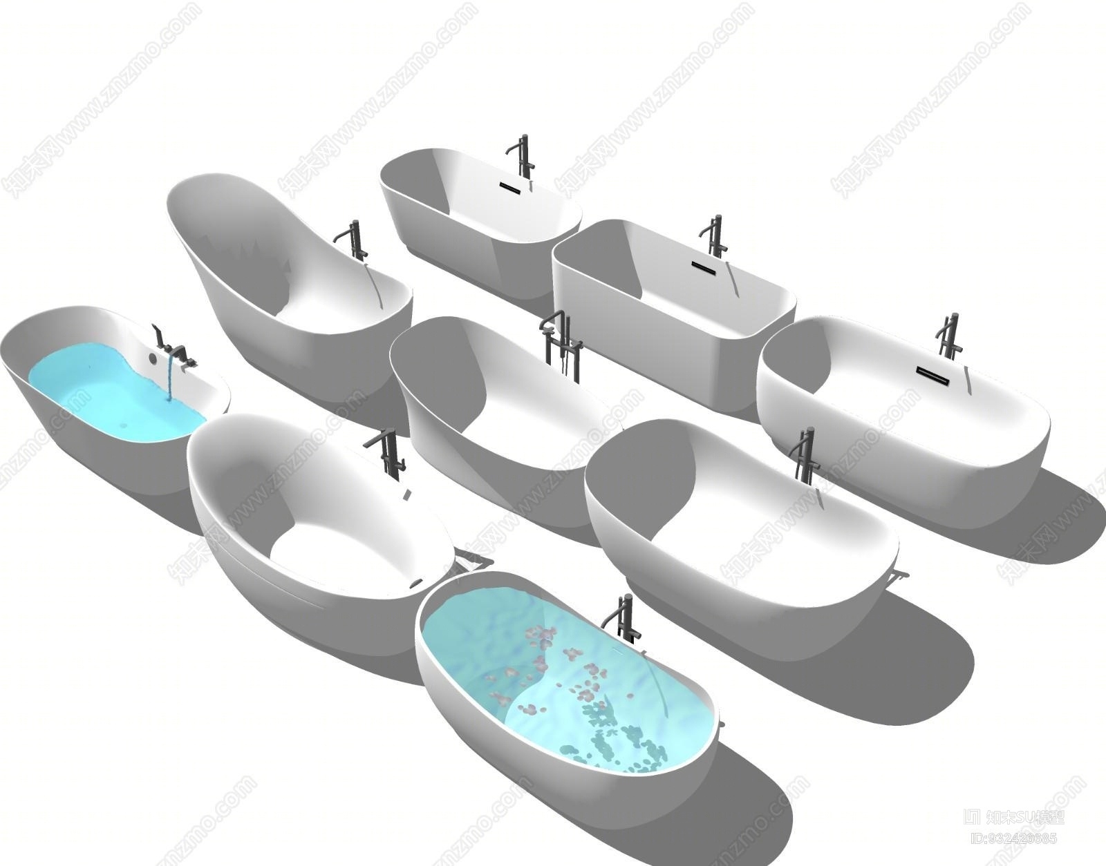 现代浴缸浴盆机器SU模型下载【ID:932426685】