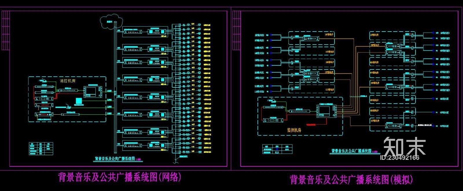 背景音乐及公共广播系统图模板CAD弱电智能化施工图下载【ID:230492166】