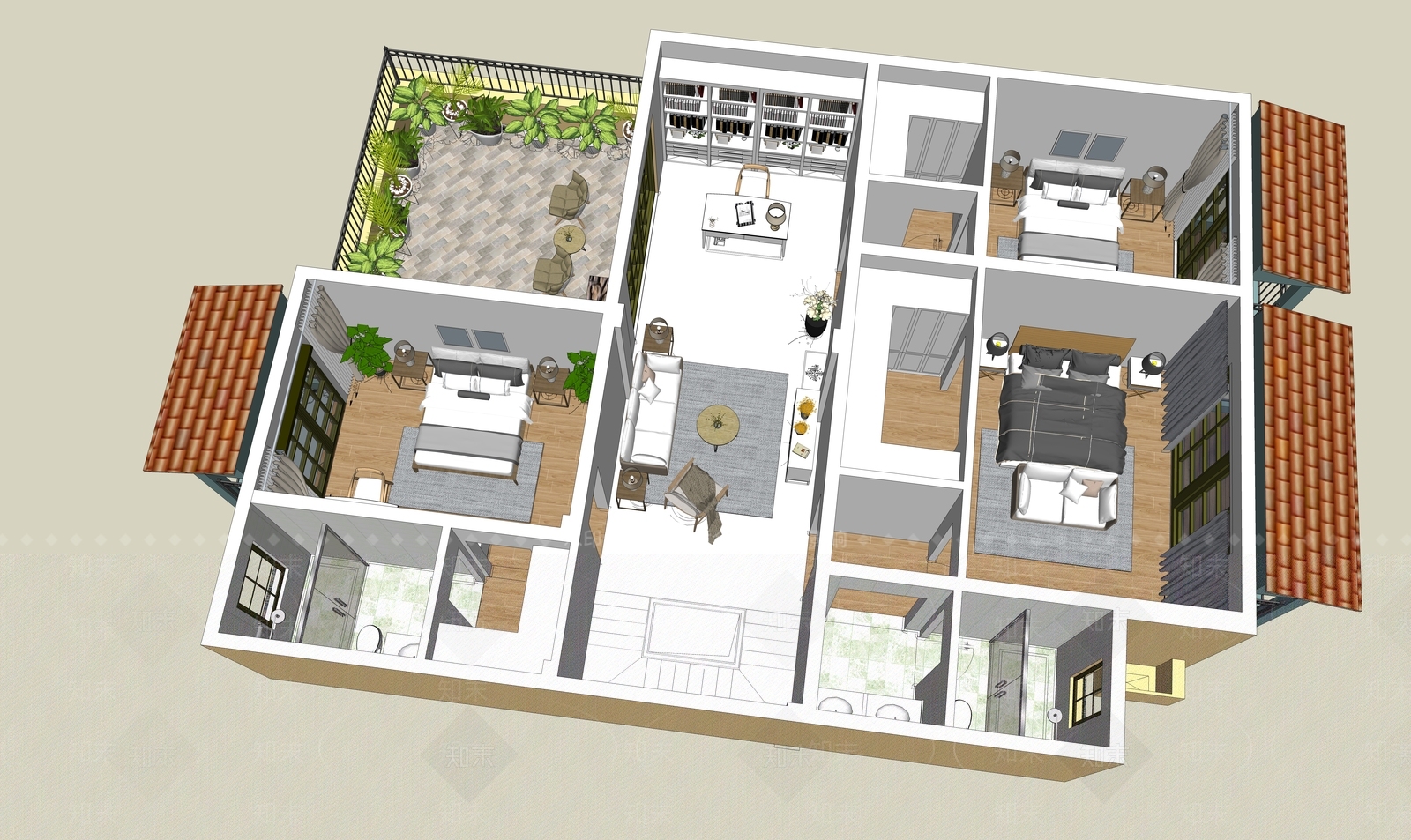 现代风格室内模型SU模型下载【ID:932244838】