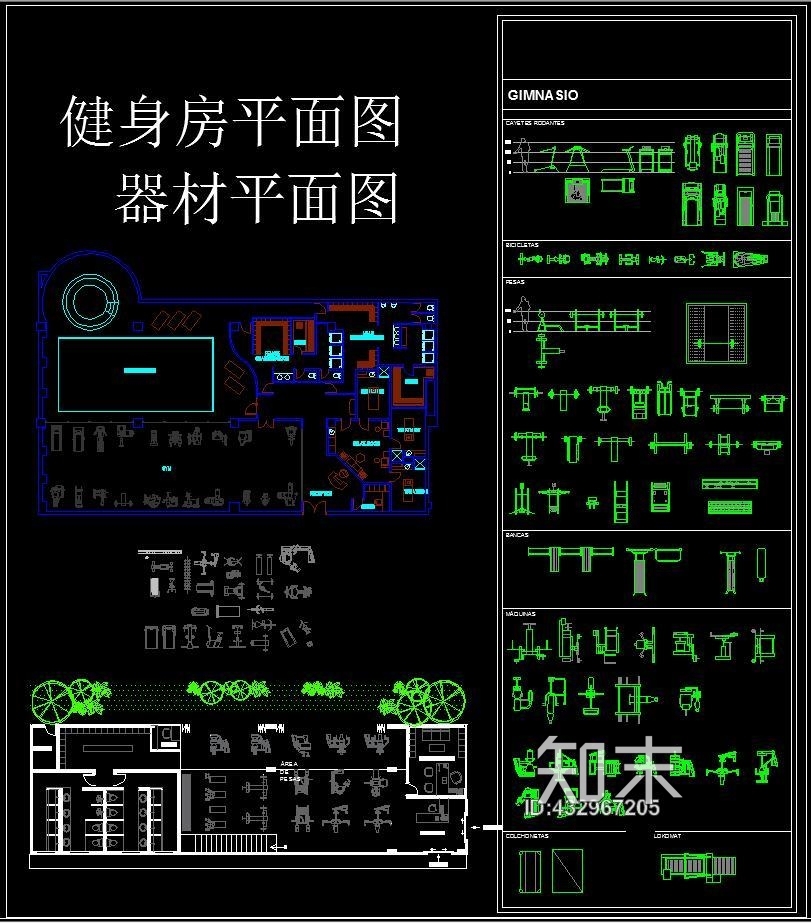健身房平面图施工图下载【ID:432967205】