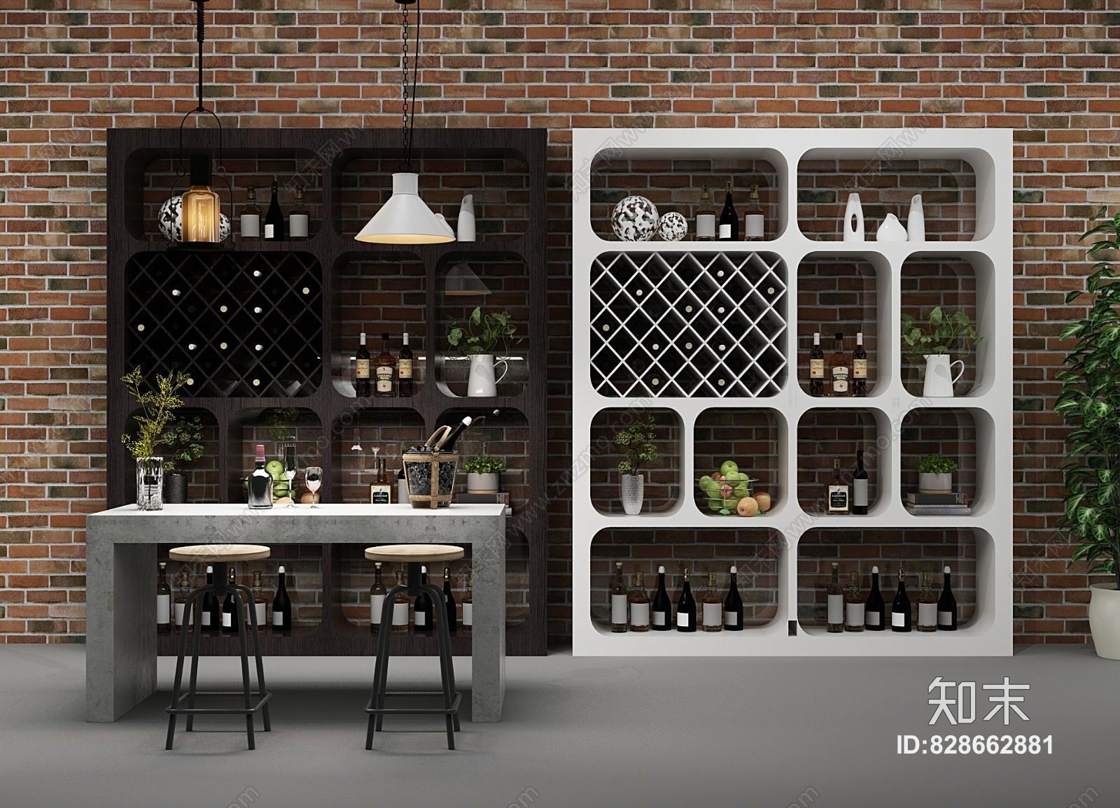 现代家庭红酒架3D模型下载【ID:828662881】