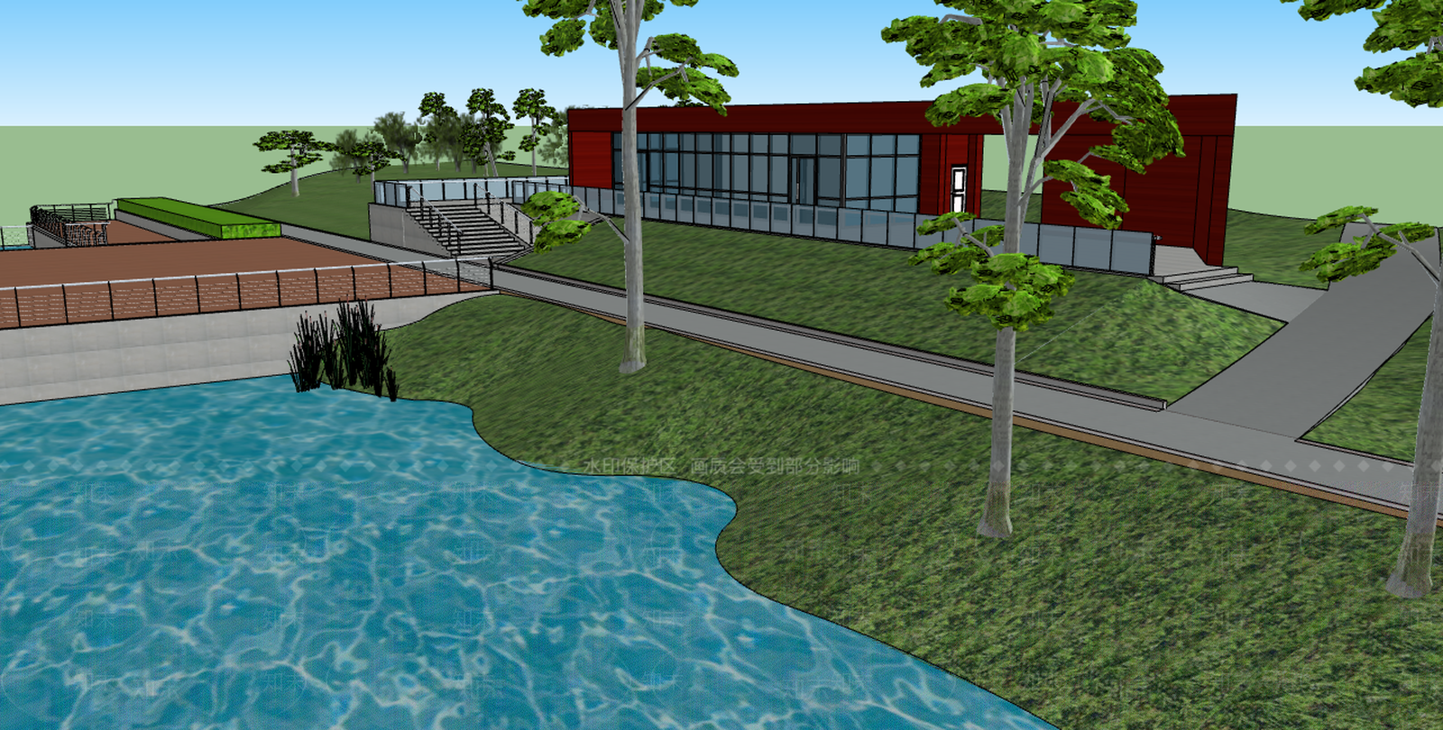 邻水坡地建筑室外SU模型下载【ID:533021198】