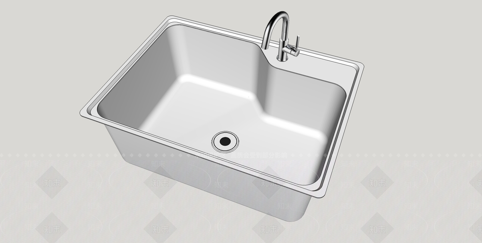 不锈钢水盆SU模型下载【ID:132722390】