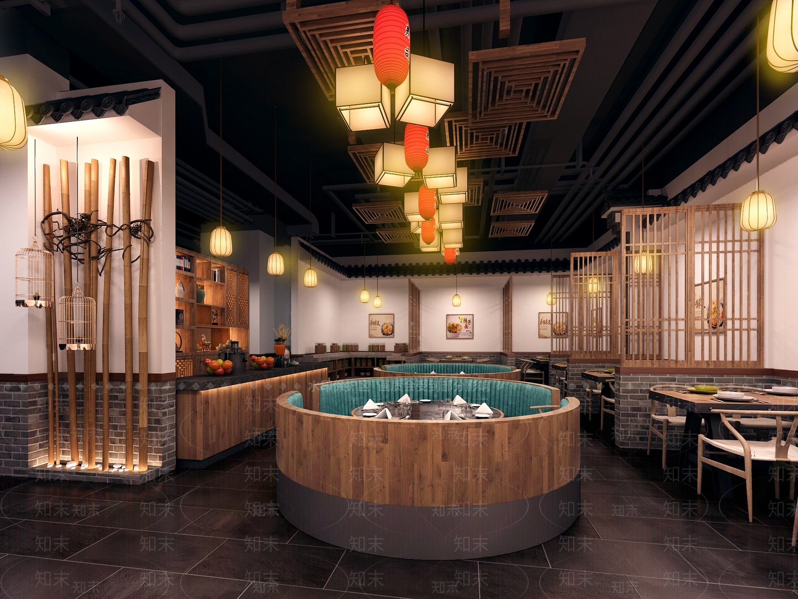 中式餐厅烧烤店3D模型下载【ID:332189479】