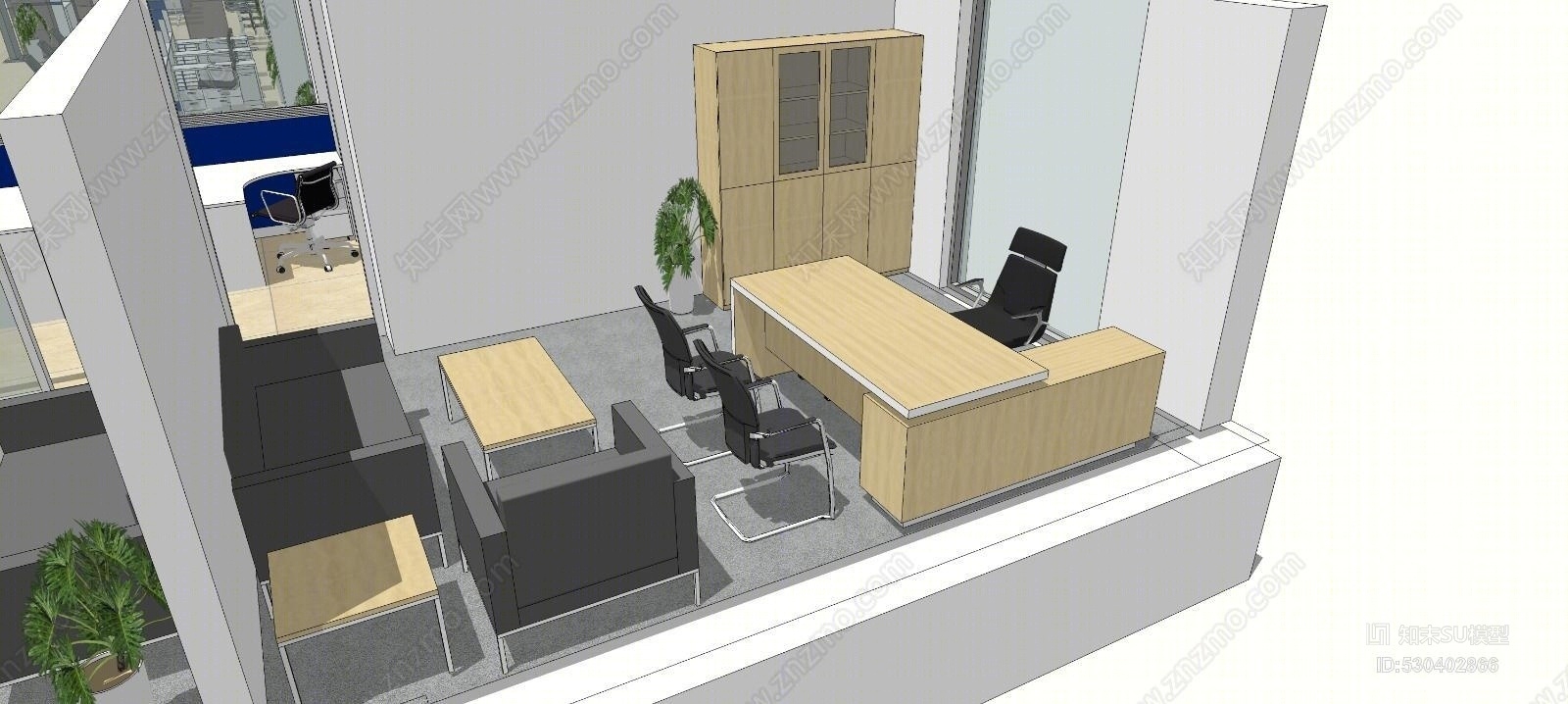 现代银行空间设计SU模型下载【ID:530402866】