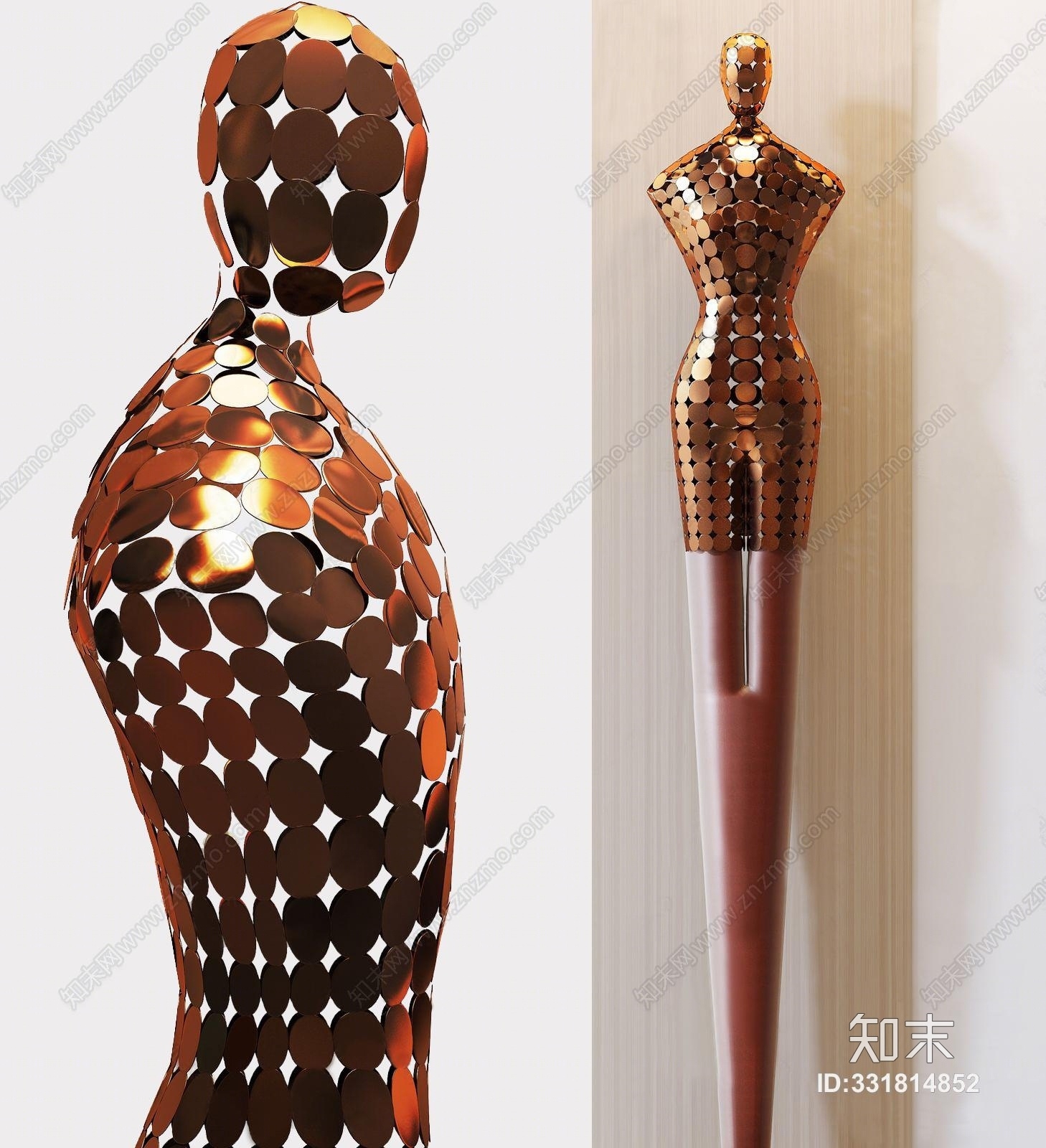 现代金属人物摆件3D模型下载【ID:331814852】