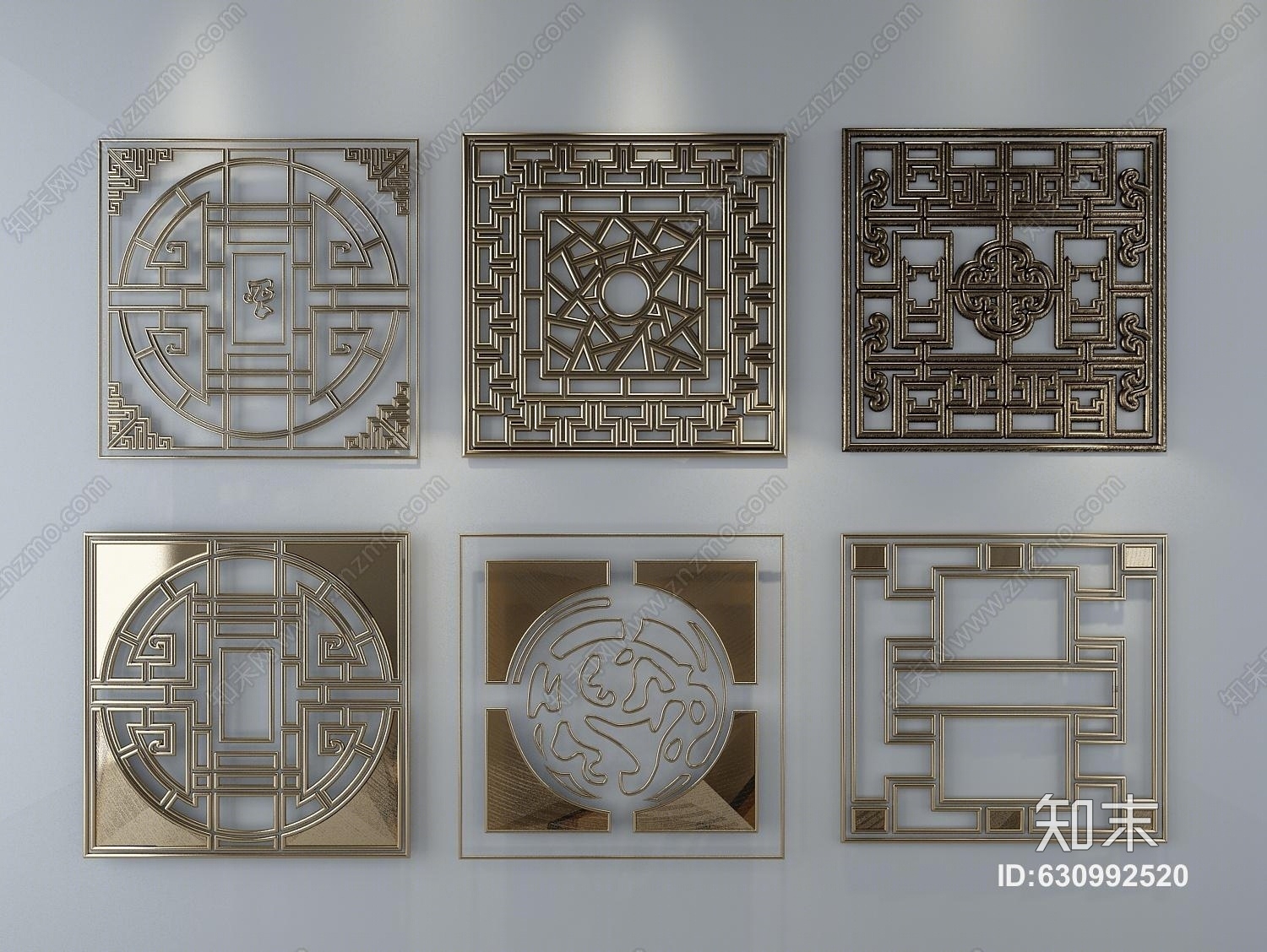 新中式中式雕花镂空饰品3D模型下载【ID:630992520】