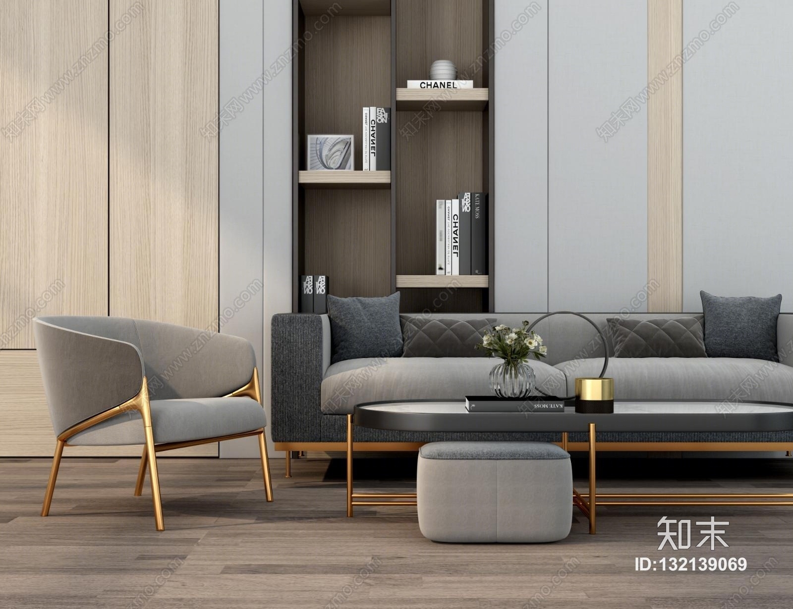 新古典现代休闲沙发客厅多人沙发3D模型下载【ID:132139069】