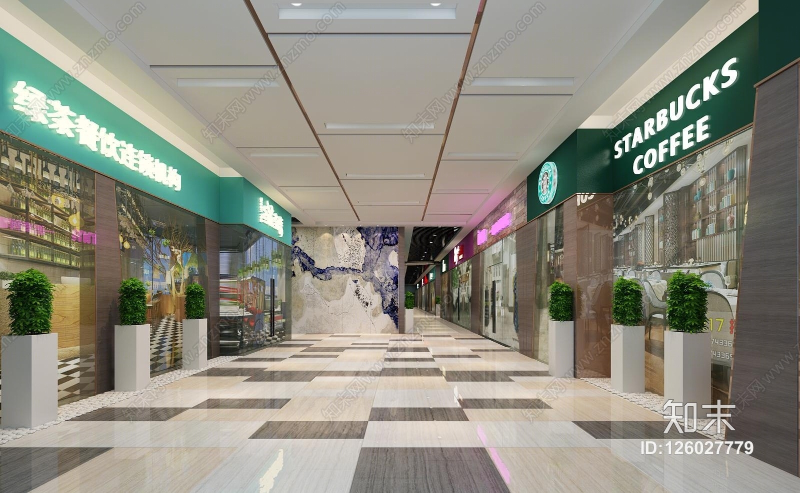 现代商场过道商场门面3D模型下载【ID:126027779】