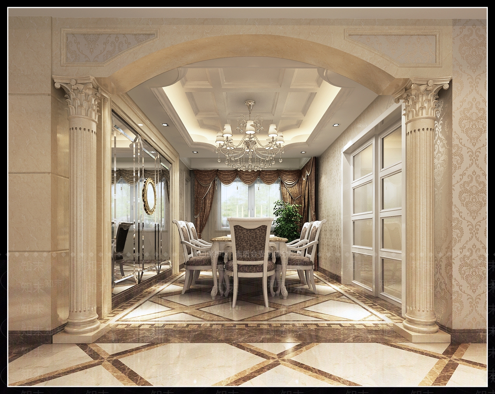 欧式古典欧式客餐厅餐桌3D模型下载【ID:832235512】