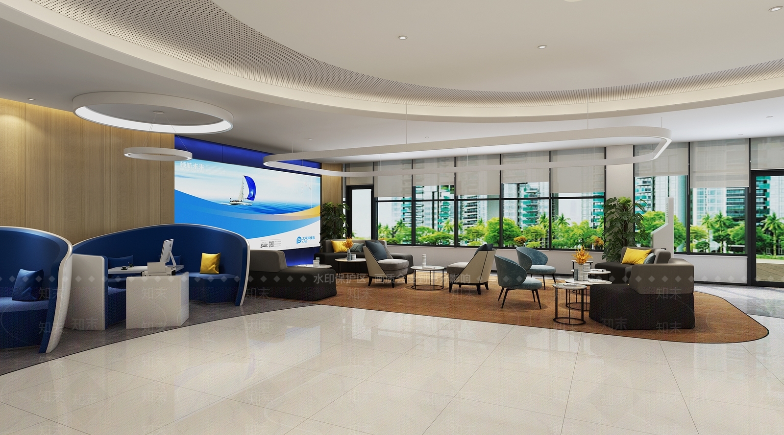 现代保险公司接待大厅3D模型下载【ID:232698861】