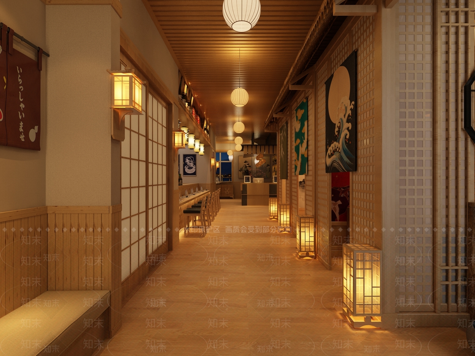 日式料理餐厅包间3D模型下载【ID:333783076】