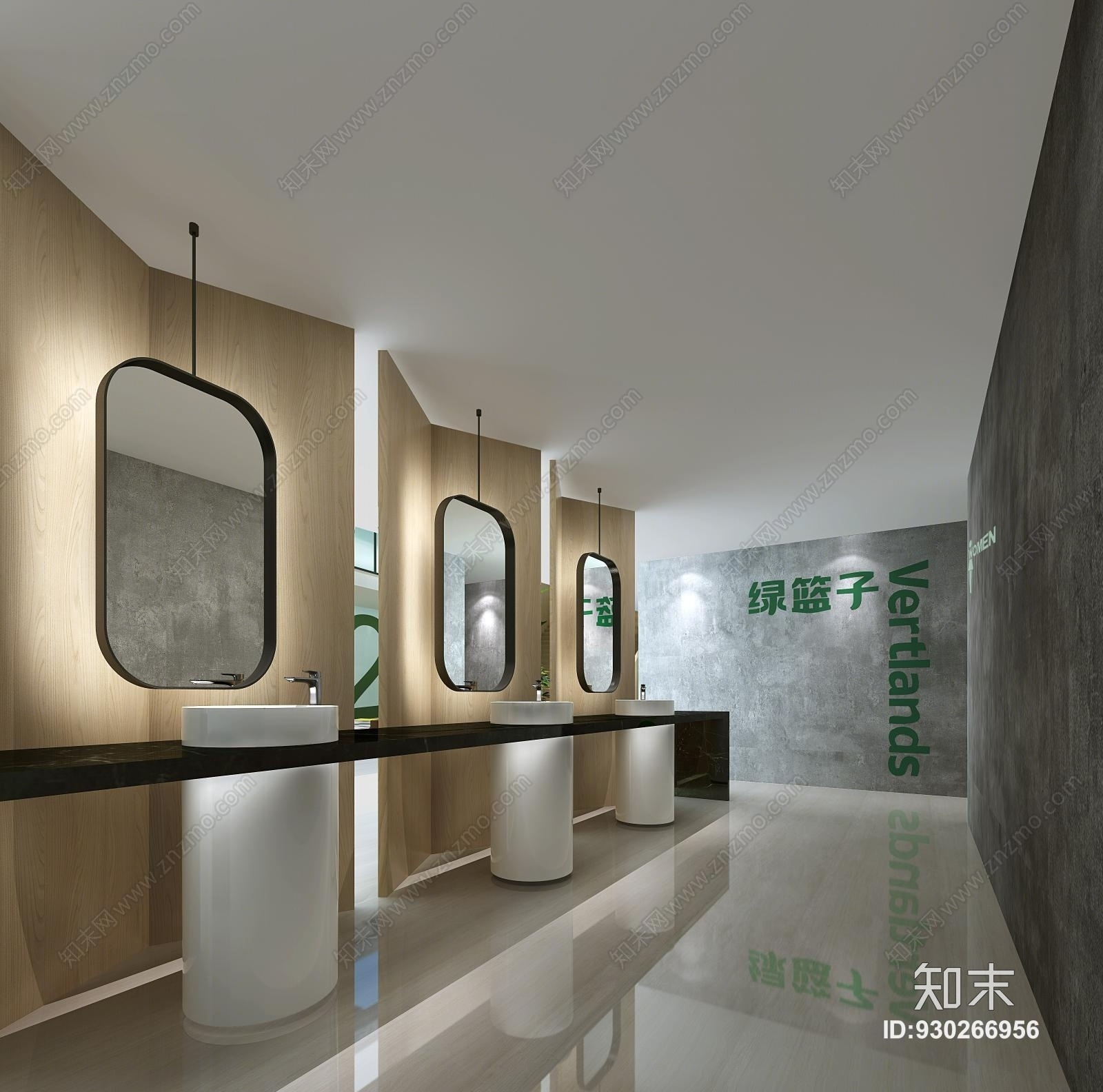 现代办公卫生间台盆镜子龙头3D模型下载【ID:930266956】