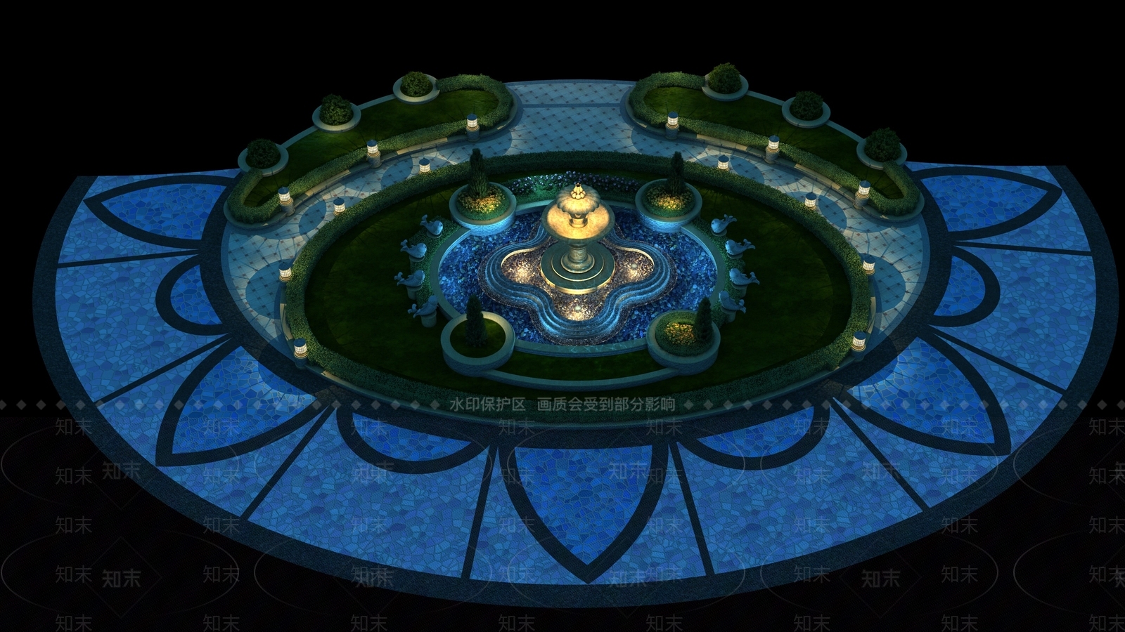 其它夜景喷泉水池雕喷泉松树3D模型下载【ID:932198352】