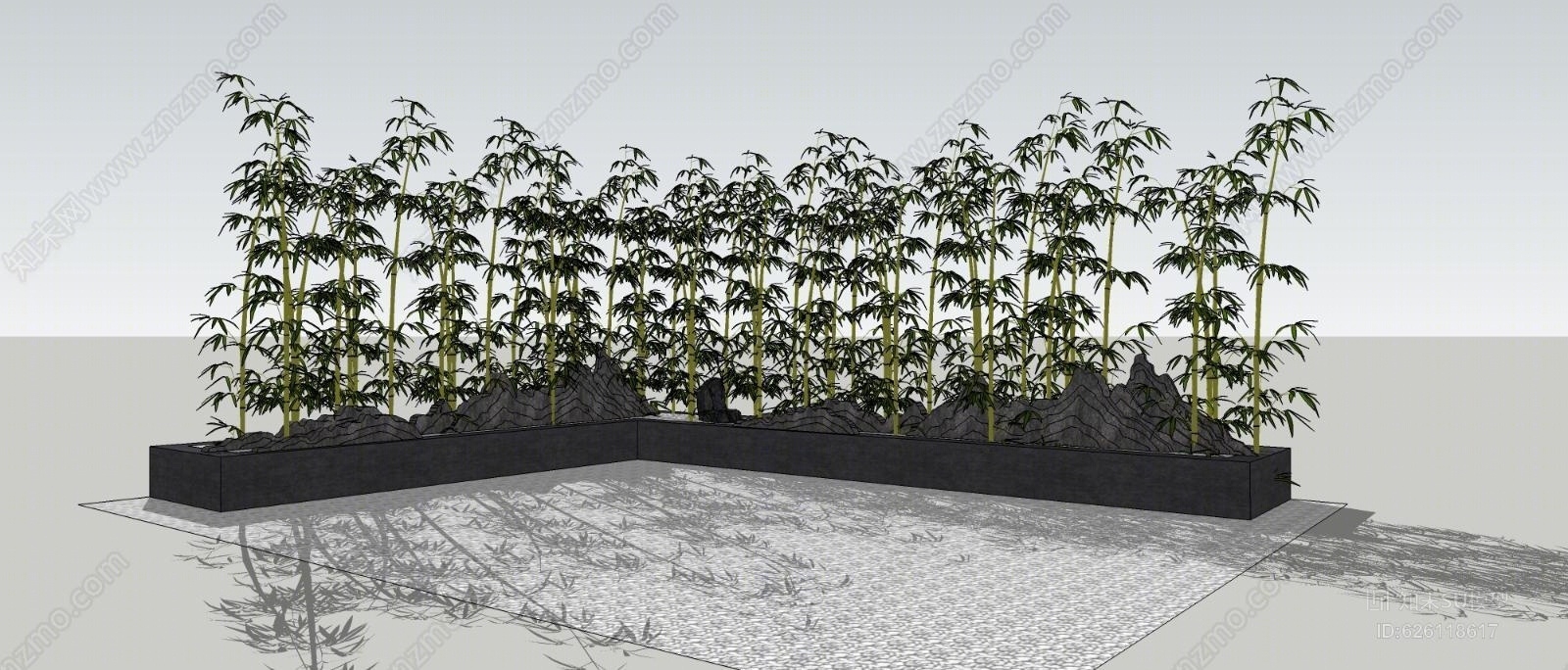 中式片石竹子石头景观组合SU模型下载【ID:626118617】