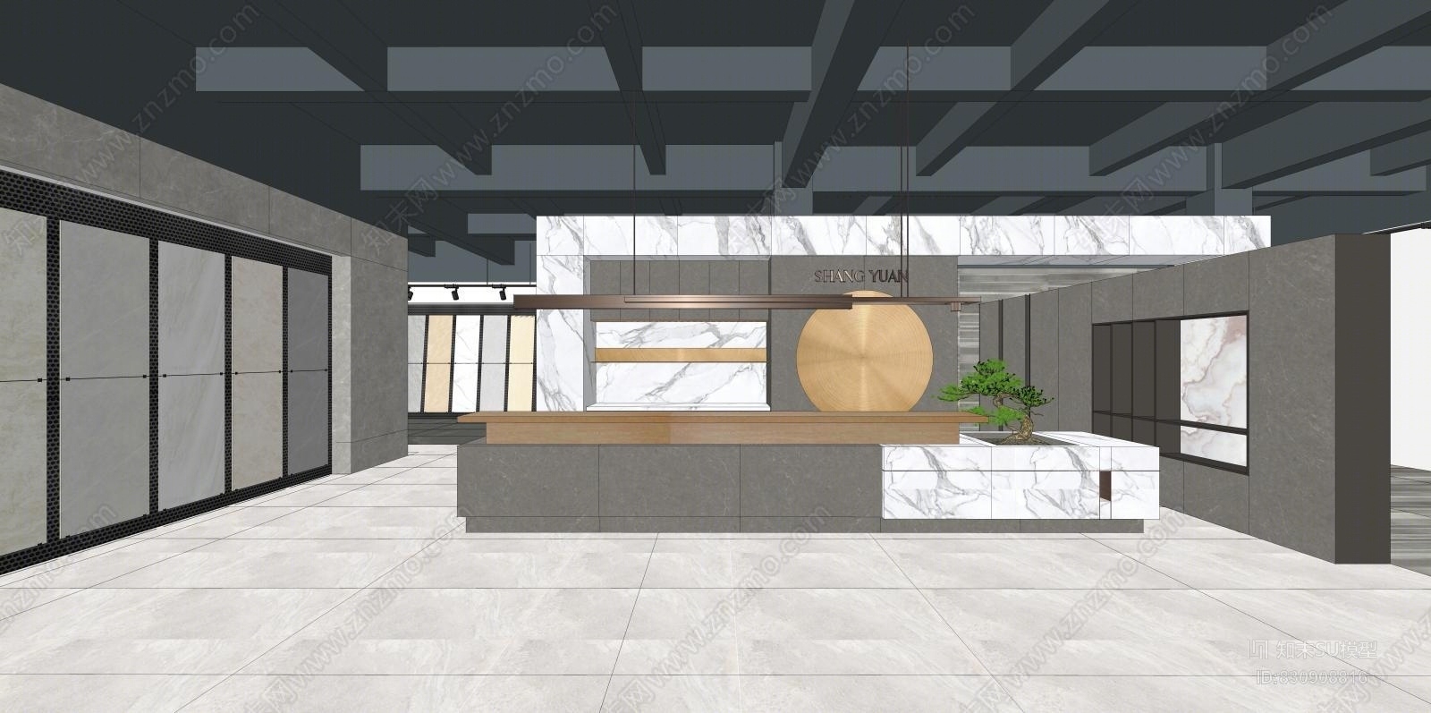 现代陶瓷展厅SU模型下载【ID:830908816】
