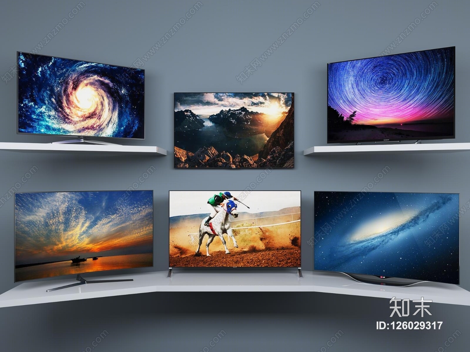 现代电视机组合3D模型下载【ID:126029317】