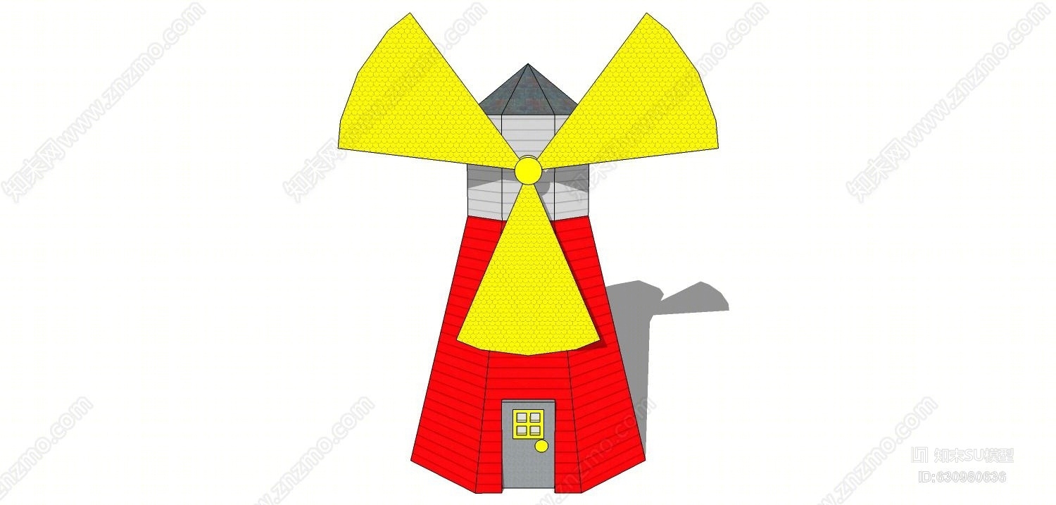 荷兰风车古典农村幼儿园娱乐主题乐园风筝SU模型下载【ID:630980636】