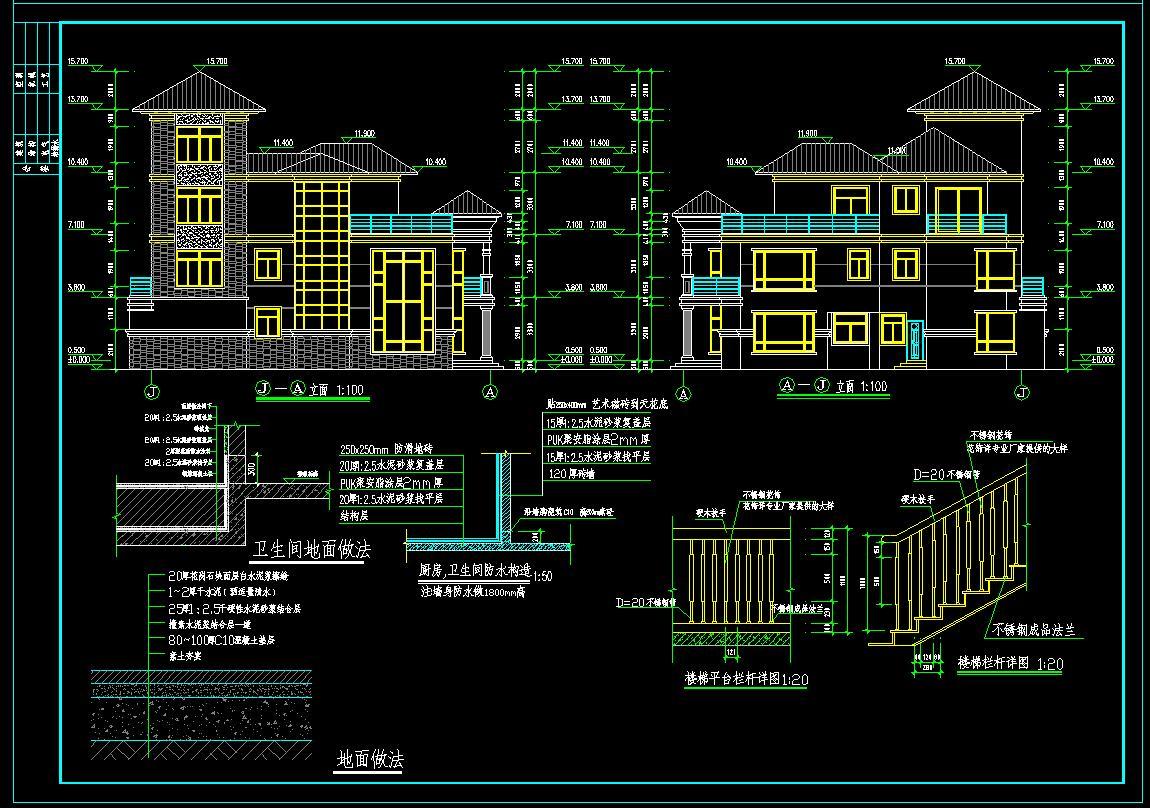 欧式别墅全套CAD建筑图cad施工图下载【ID:528733465】