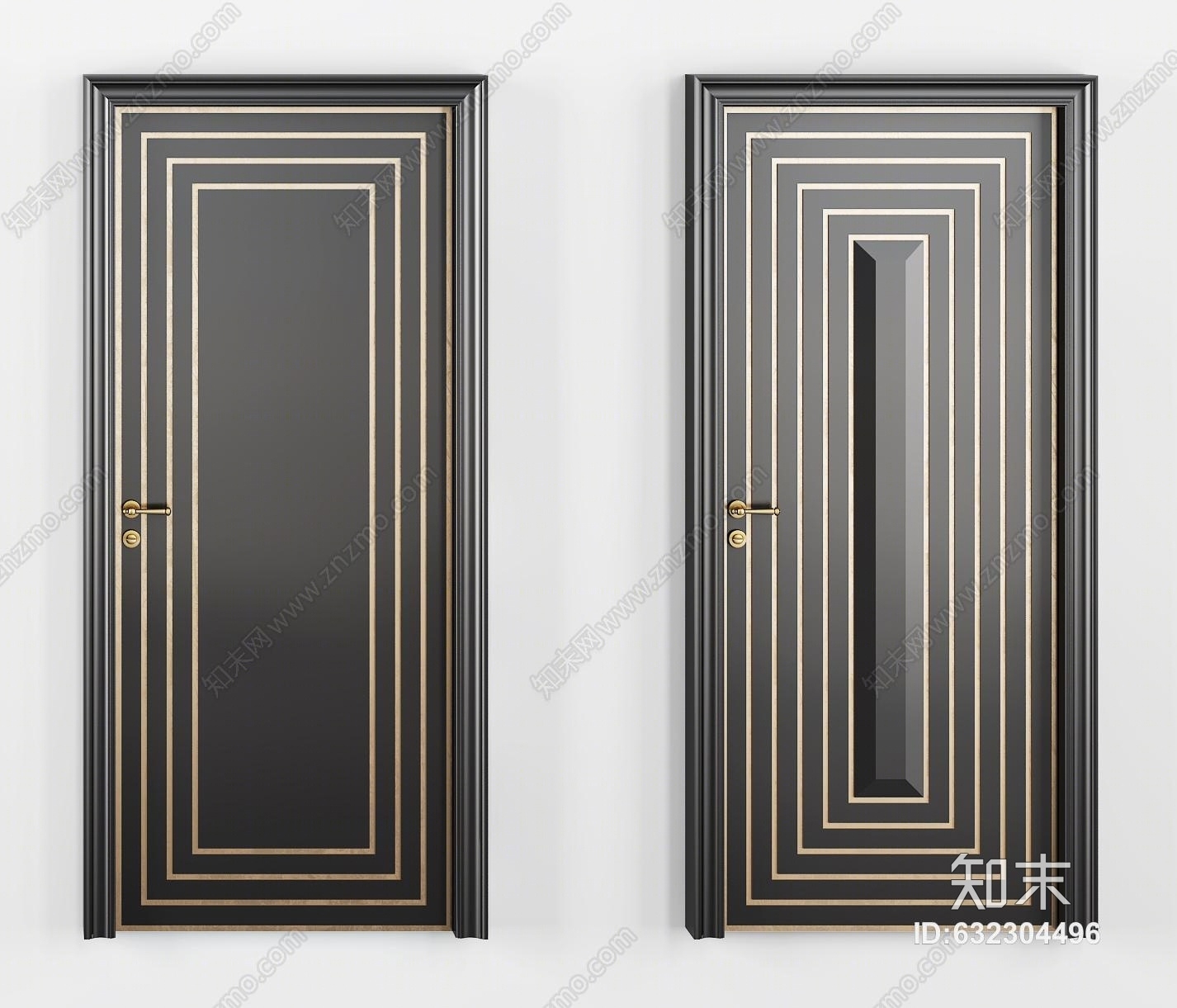 后现代烤漆房门3d模型下载